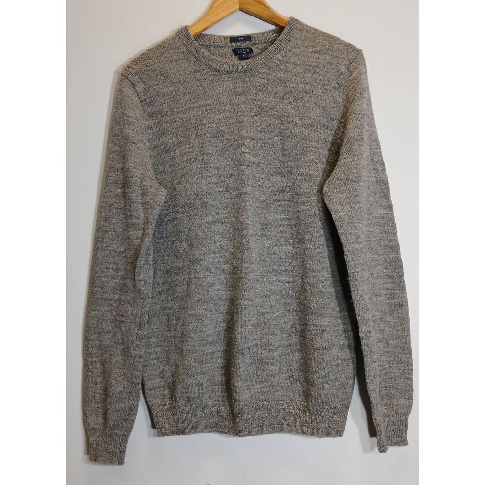 J.crew mens medium suede leather patch sweater wool brown gray classic timeless - Picture 4 of 9